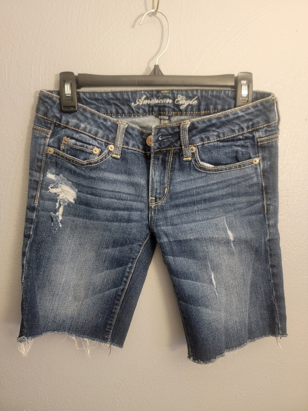 American Eagle Distressed Denim Cutoff Shorts - Blue